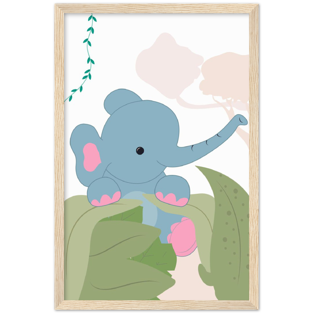 Nursery Elephant Wooden Framed Wall Art Gelato The Little Baby Brand