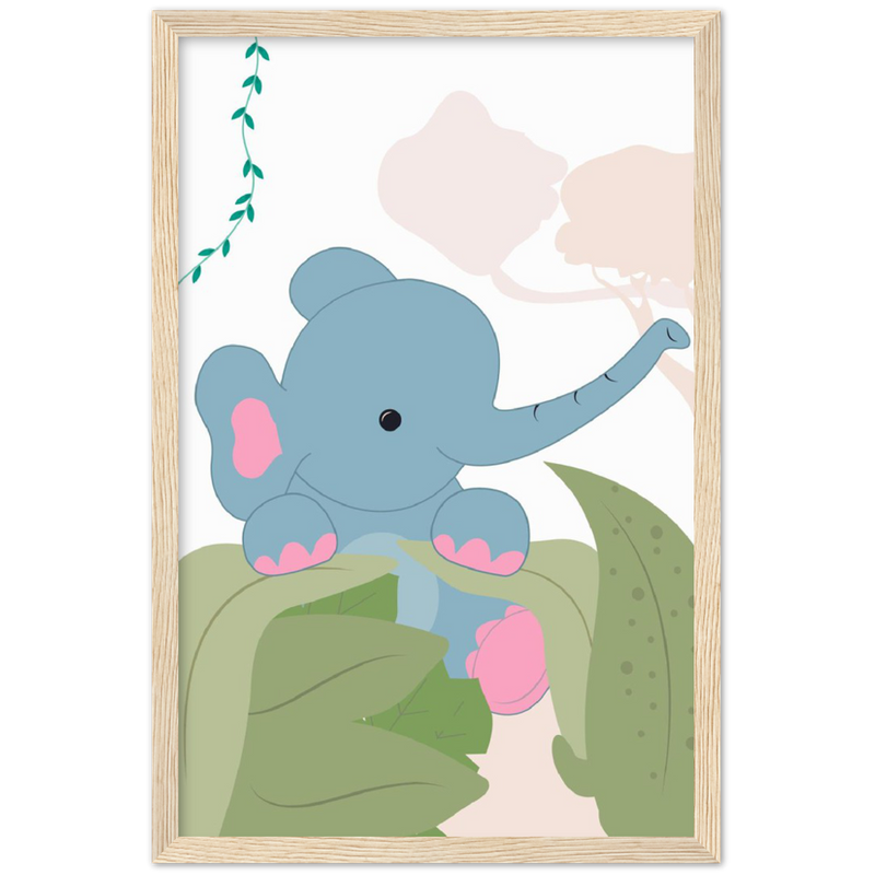 Nursery Elephant Wooden Framed Wall Art Gelato The Little Baby Brand