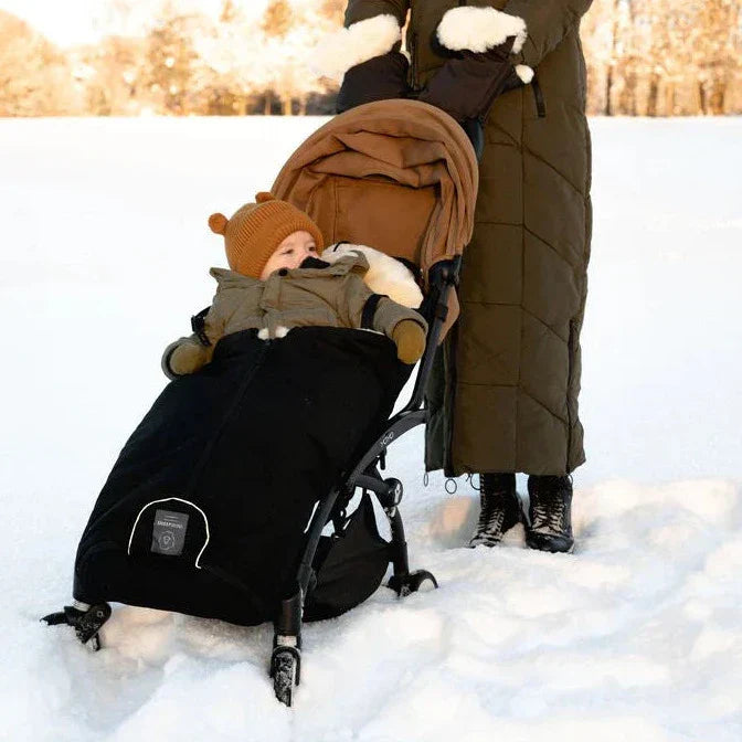 Sheepskin Pram Liner Sheepskin Stroller Footmuff - Black The Little Baby Brand The Little Baby Brand
