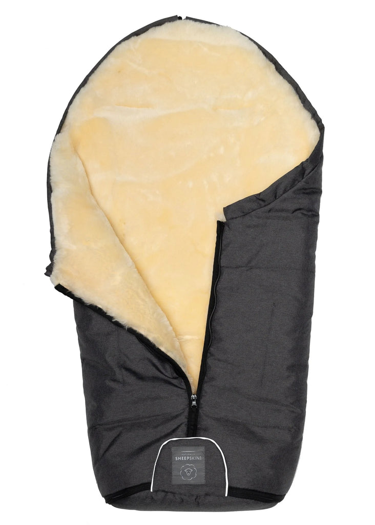 Sheepskin Pram Liner Copy of Sheepskin Stroller Footmuff - Black The Little Baby Brand The Little Baby Brand
