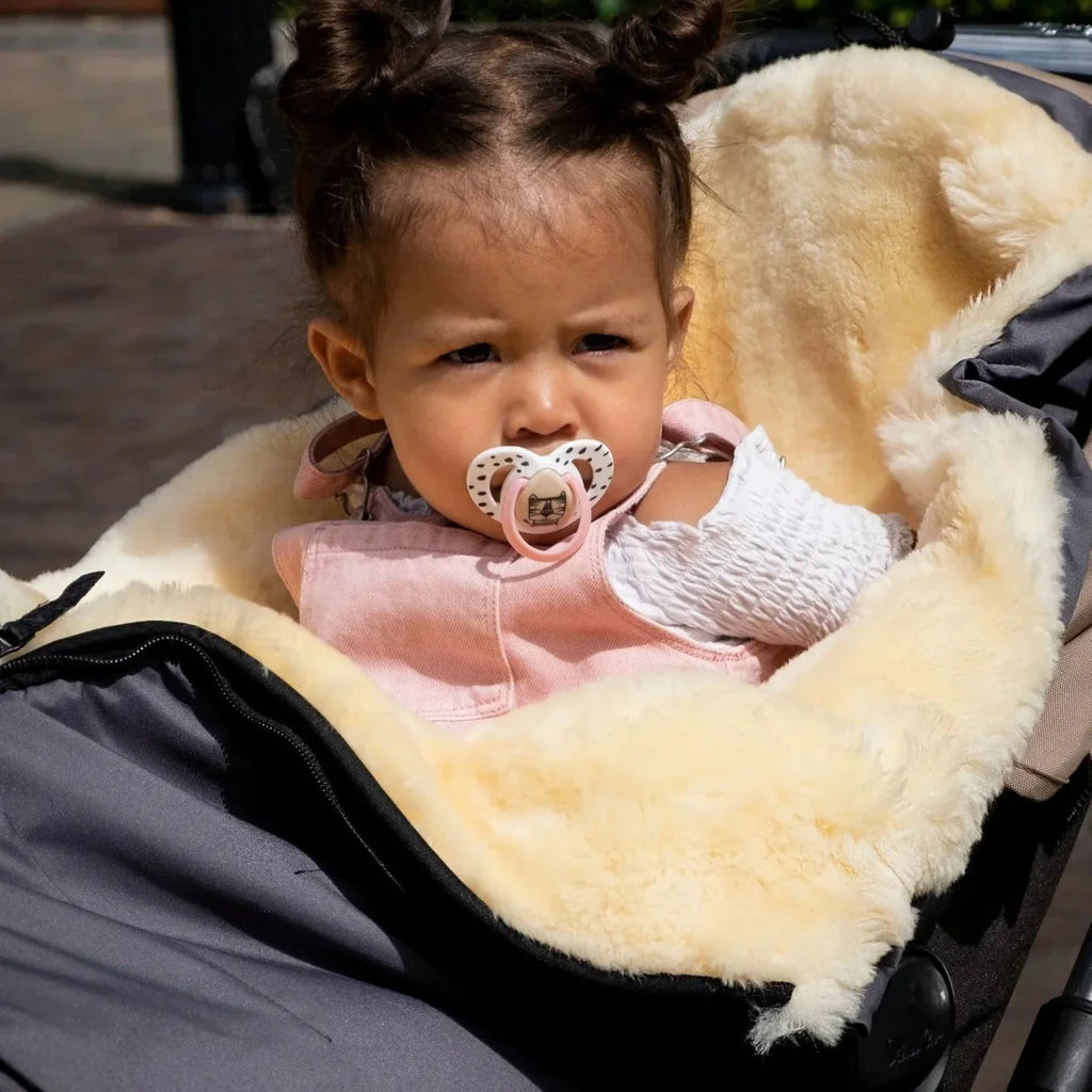 Sheepskin Pram Liner Sheepskin Stroller Footmuff - Charcoal The Little Baby Brand The Little Baby Brand