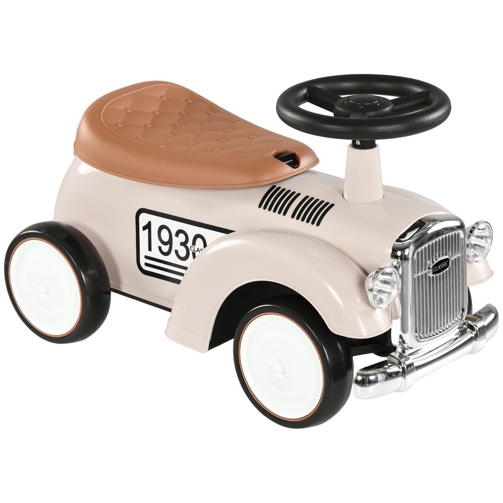 AIYAPLAY Foot To Floor Slider with Steering Wheel for 12-36 Months Cream White HOMCOM The Little Baby Brand