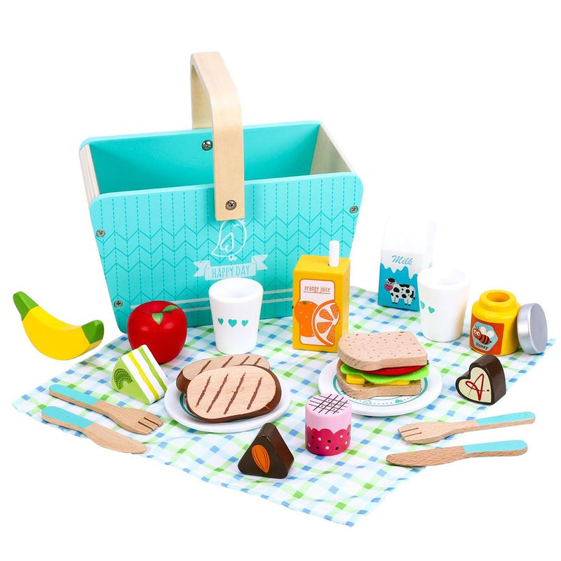 Toy Kitchens & Play Food Wooden Traditional Picnic Basket Toy SOKA Play Imagine Learn The Little Baby Brand