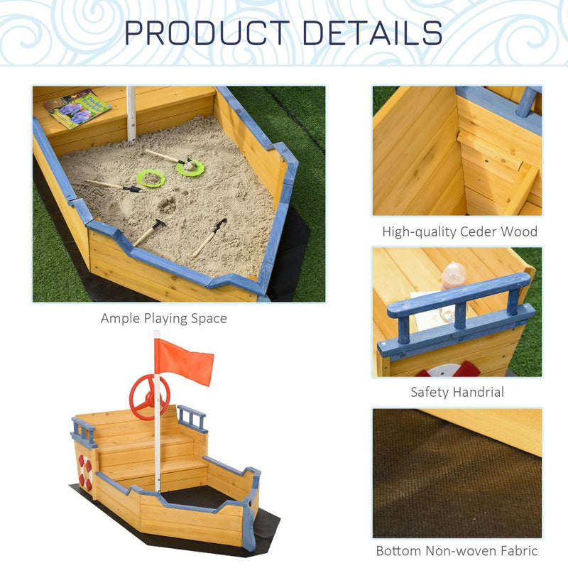 sandpit Children's Wooden Pirate Ship Sandpit Outsunny The Little Baby Brand