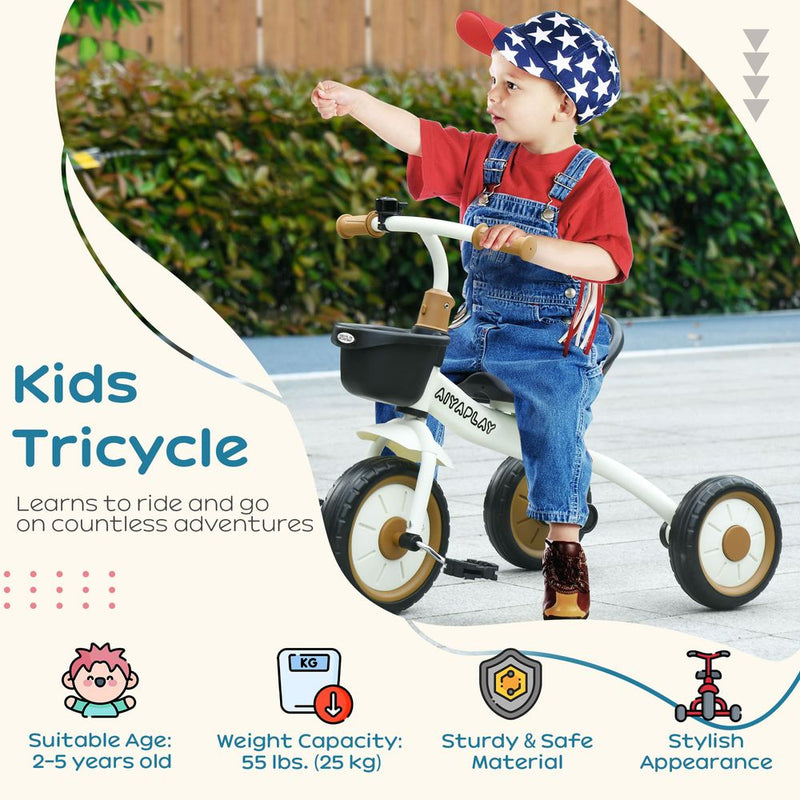 Toddler Tricycle Kids Tricycle with Adjustable Seat - White AIYAPLAY The Little Baby Brand