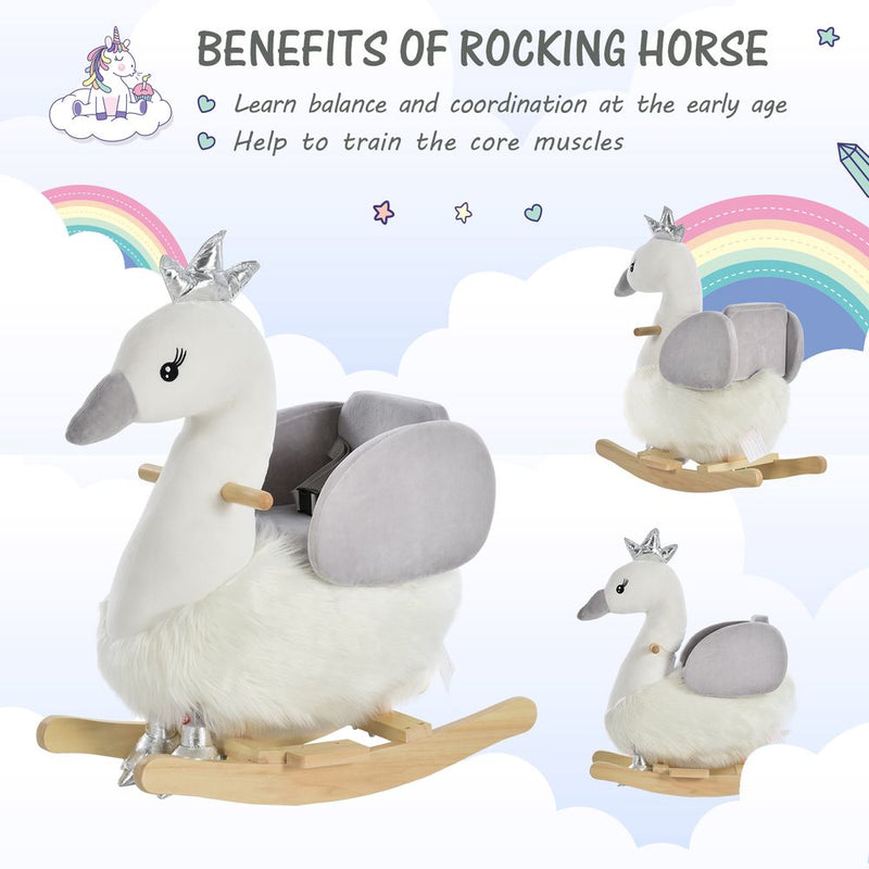 rocking horse Cute Kids Ride-On Rocking Swan HOMCOM The Little Baby Brand