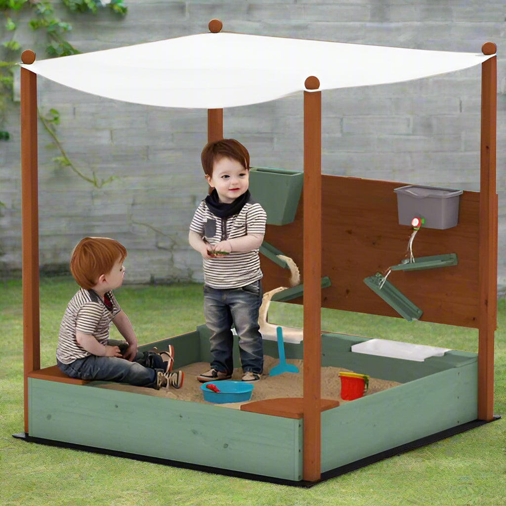 Outdoor Wooden Sandpit with Canopy & Toy Storage for Creative Play AIYAPLAY The Little Baby Brand