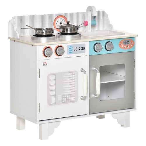 Kids Wooden Toy Kitchen Pretend Playset with Sink Faucet Pot HOMCOM The Little Baby Brand