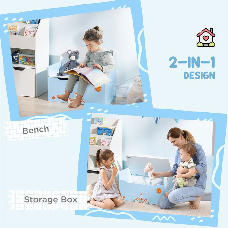 Blue Rocket - Two-In-One Wooden Toy Storage Bench Unbranded The Little Baby Brand