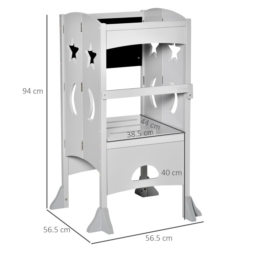 Kids Step Stool Toddler Kitchen Stool with Blackboard Lockable Handrail HOMCOM The Little Baby Brand