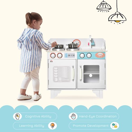 Kids Wooden Toy Kitchen Pretend Playset with Sink Faucet Pot HOMCOM The Little Baby Brand