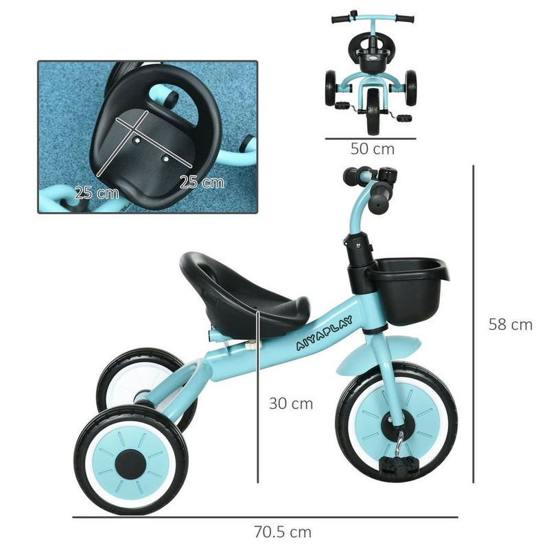 Toddler Tricycle Kids Tricycle with Adjustable Seat - Blue AIYAPLAY The Little Baby Brand