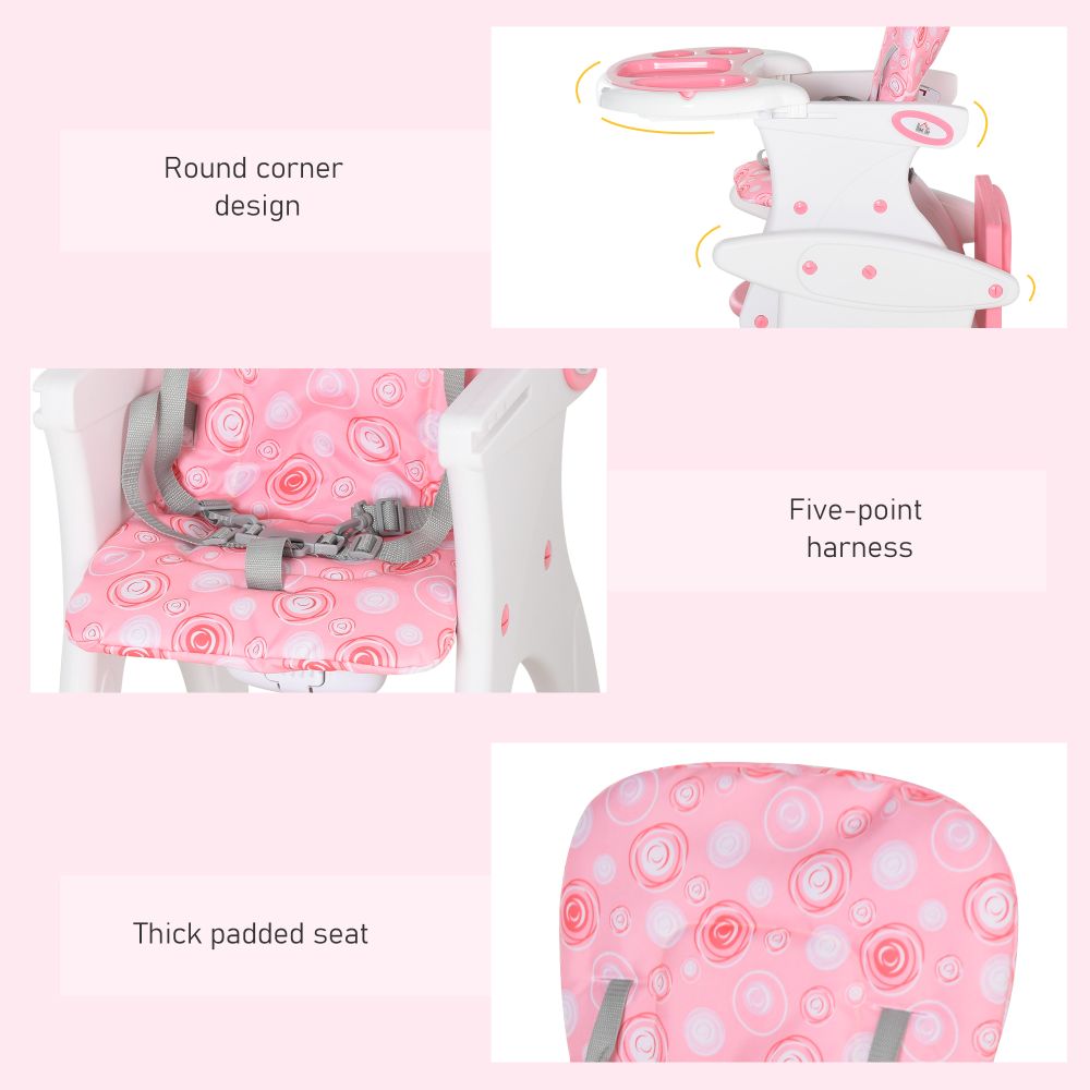 Baby Feeding 3-in-1 Convertible Baby High Chair - pink Unbranded The Little Baby Brand