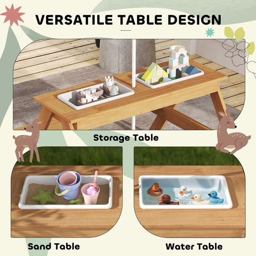 Children's Outdoor Wooden Table Set with Adjustable Parasol & Storage AIYAPLAY The Little Baby Brand