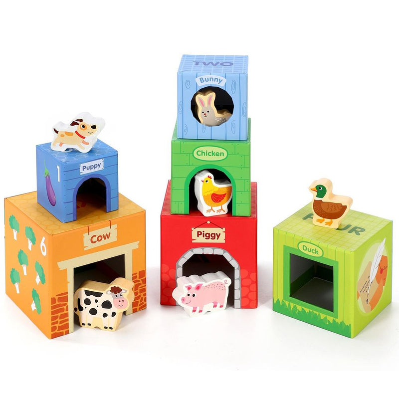 12-Piece Farm Stacking Cube Toy SOKA Play Imagine Learn The Little Baby Brand