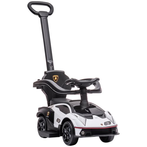Lamborghini 2 in 1 Baby Ride on Push Car Toddler Push Along Car, White HOMCOM The Little Baby Brand