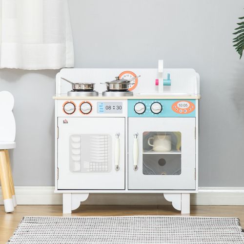 Kids Wooden Toy Kitchen Pretend Playset with Sink Faucet Pot HOMCOM The Little Baby Brand