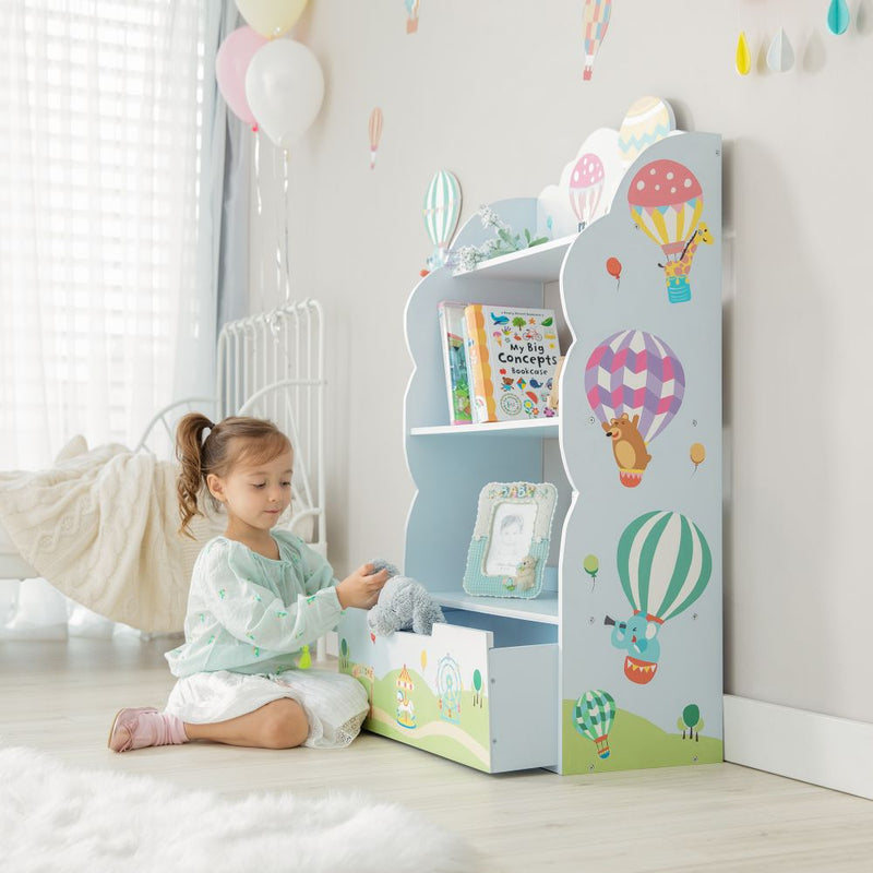 Children's Bookcase Hot Air Balloon Wooden Children's Bookcase Fantasy Fields The Little Baby Brand