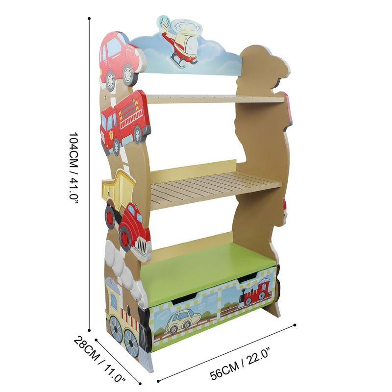 Children's Bookcase Cars, Trucks and Trains Wooden Children's Bookcase Fantasy Fields The Little Baby Brand