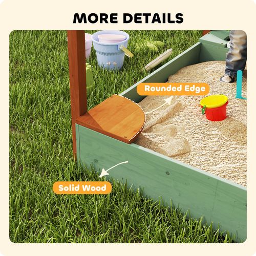 Outdoor Wooden Sandpit with Canopy & Toy Storage for Creative Play AIYAPLAY The Little Baby Brand