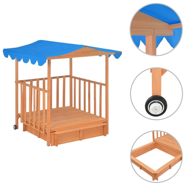 Covered Childrens Sandpit Kids Covered Playhouse with Sandbox - Wood vidaXL The Little Baby Brand