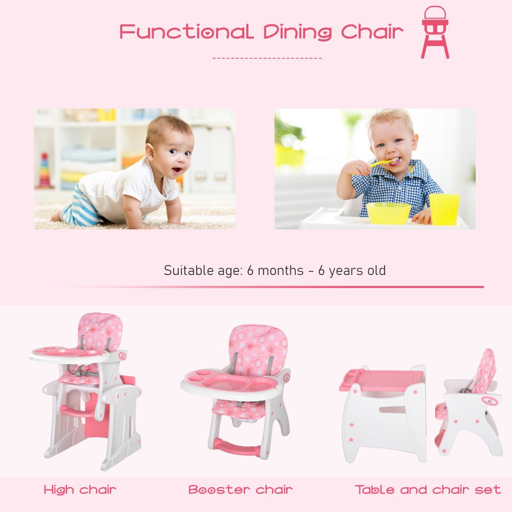 Baby Feeding 3-in-1 Convertible Baby High Chair - pink Unbranded The Little Baby Brand