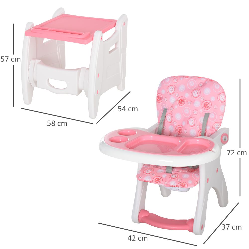 Baby Feeding 3-in-1 Convertible Baby High Chair - pink Unbranded The Little Baby Brand