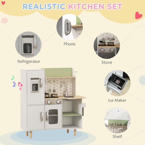 AIYAPLAY Toy Kitchen Playset with Phone, Ice Maker, Stove, Sink - White AIYAPLAY The Little Baby Brand