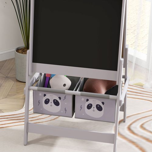 AIYAPLAY Kids Easel with Paper Roll, Blackboard, Whiteboard, Storage, Grey AIYAPLAY The Little Baby Brand