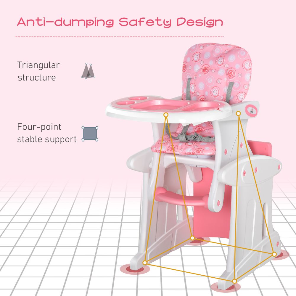 Baby Feeding 3-in-1 Convertible Baby High Chair - pink Unbranded The Little Baby Brand