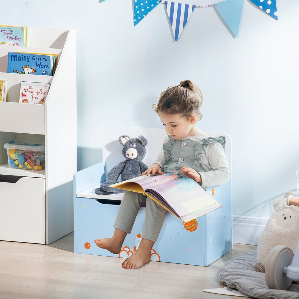 Blue Rocket - Two-In-One Wooden Toy Storage Bench Unbranded The Little Baby Brand