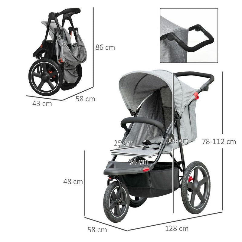 Pushchair Grey - Lightweight Pushchair with Reclining Backrest Avasam The Little Baby Brand