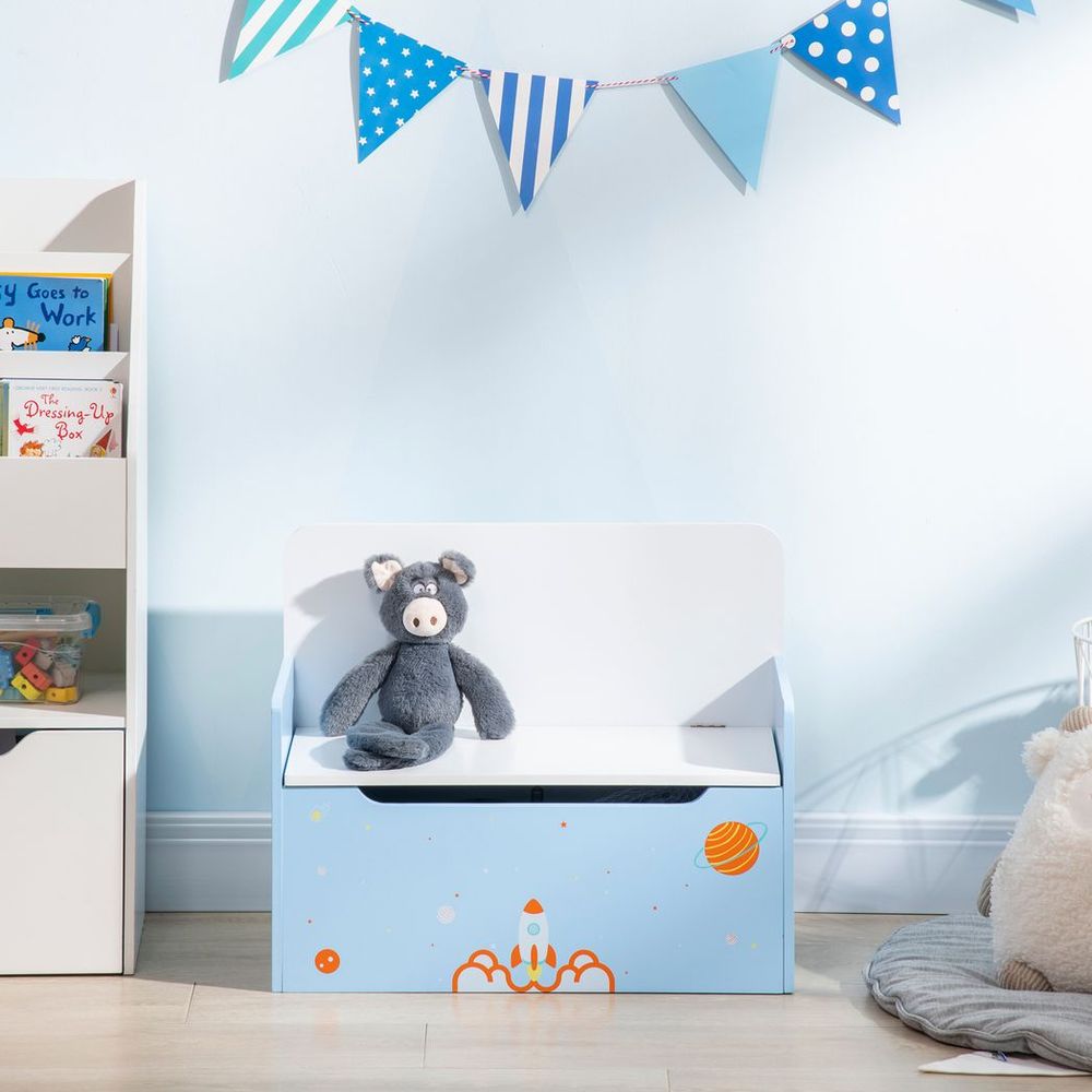 Blue Rocket - Two-In-One Wooden Toy Storage Bench Unbranded The Little Baby Brand