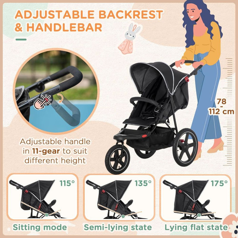 Pushchair Black Lightweight Pushchair with Reclining Backrest Avasam The Little Baby Brand