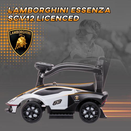 Lamborghini 2 in 1 Baby Ride on Push Car Toddler Push Along Car, White HOMCOM The Little Baby Brand