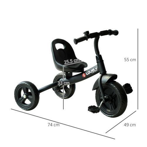 Baby Kids Children Toddler Tricycle Ride on Trike W/ 3 Wheels Black HOMCOM Unbranded The Little Baby Brand