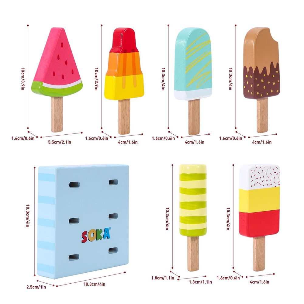 Wooden Toys Wooden Ice Lollies and Ice Cream Set SOKA Play Imagine Learn The Little Baby Brand
