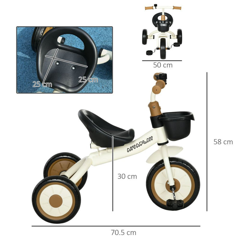 Toddler Tricycle Kids Tricycle with Adjustable Seat - White AIYAPLAY The Little Baby Brand
