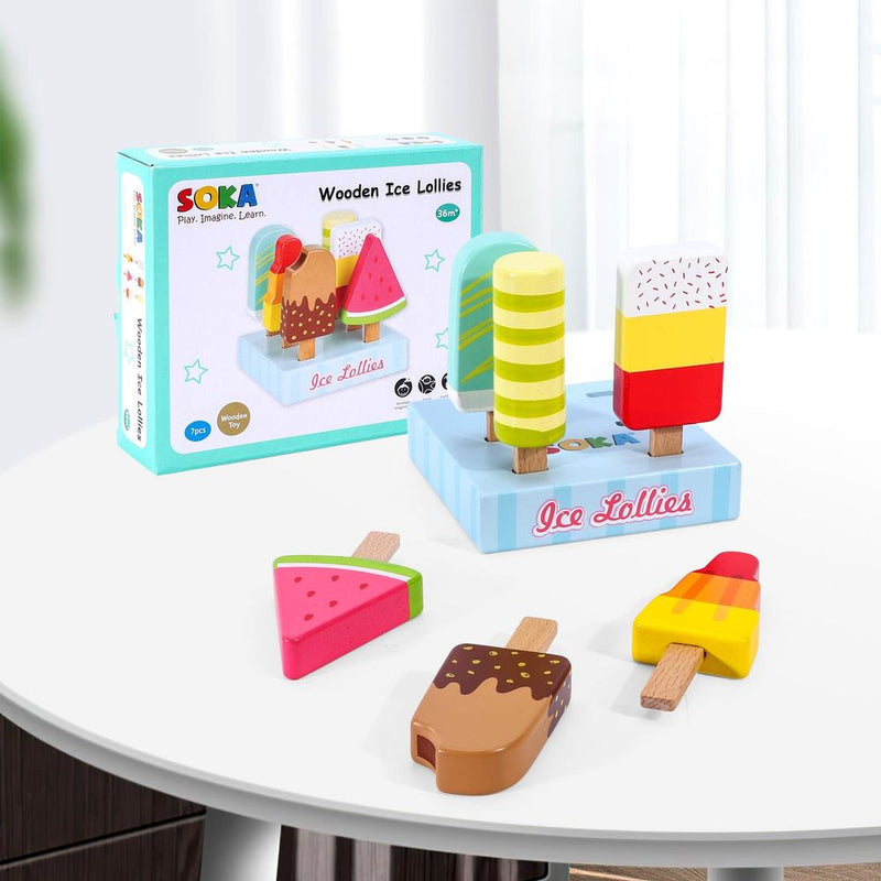 Wooden Toys Wooden Ice Lollies and Ice Cream Set SOKA Play Imagine Learn The Little Baby Brand