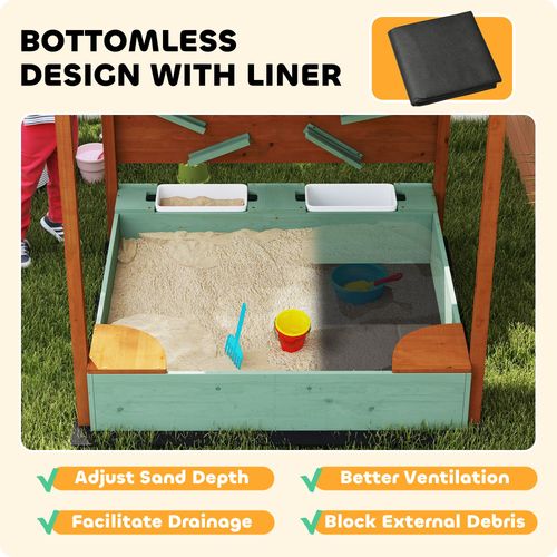 Outdoor Wooden Sandpit with Canopy & Toy Storage for Creative Play AIYAPLAY The Little Baby Brand