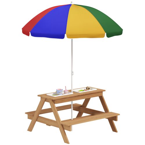 Children's Outdoor Wooden Table Set with Adjustable Parasol & Storage AIYAPLAY The Little Baby Brand