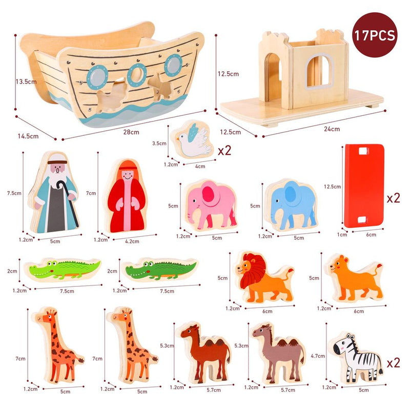 Wooden Toys Wooden Noah's Ark  Shape & Blocks Sorter Puzzle Activity Toy SOKA Play Imagine Learn The Little Baby Brand