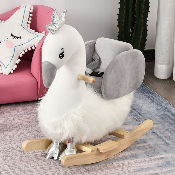 rocking horse Cute Kids Ride-On Rocking Swan HOMCOM The Little Baby Brand