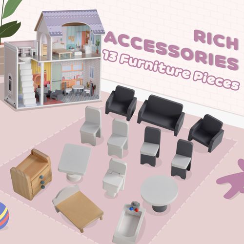 AIYAPLAY Dolls House with 13 Pieces Furniture & Accessories AIYAPLAY The Little Baby Brand