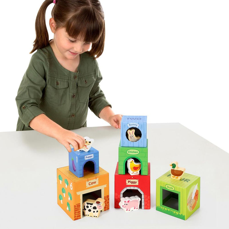 12-Piece Farm Stacking Cube Toy SOKA Play Imagine Learn The Little Baby Brand
