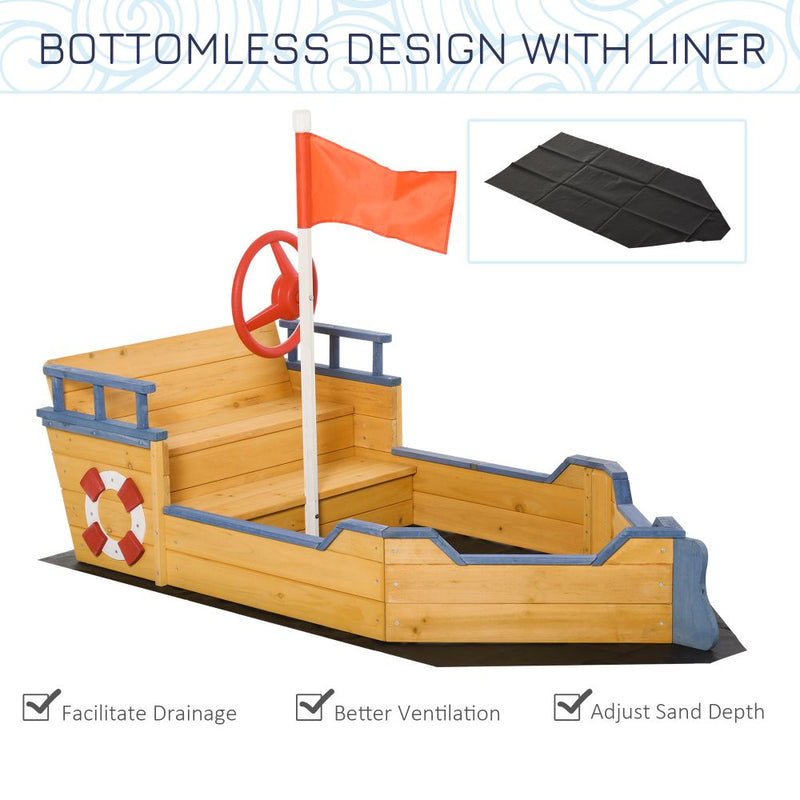 sandpit Children's Wooden Pirate Ship Sandpit Outsunny The Little Baby Brand