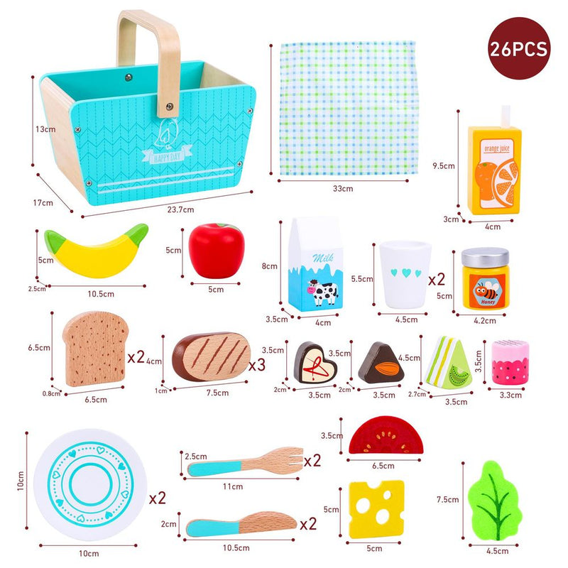 Toy Kitchens & Play Food Wooden Traditional Picnic Basket Toy SOKA Play Imagine Learn The Little Baby Brand