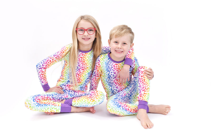 bamboo wear Rainbow Leopard- Children's Bamboo Playjay Pyjamas Elivia James The Little Baby Brand