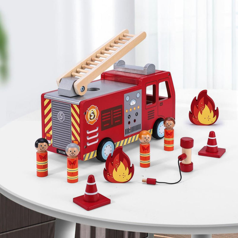Wooden Toys Wooden Toy Fire Engine Truck SOKA Play Imagine Learn The Little Baby Brand