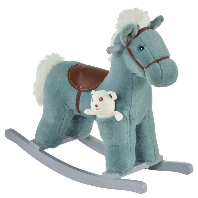 rocking horse Kids Plush Ride-On Rocking Horse with Plush Toy Sound Handle Grip Avasam The Little Baby Brand